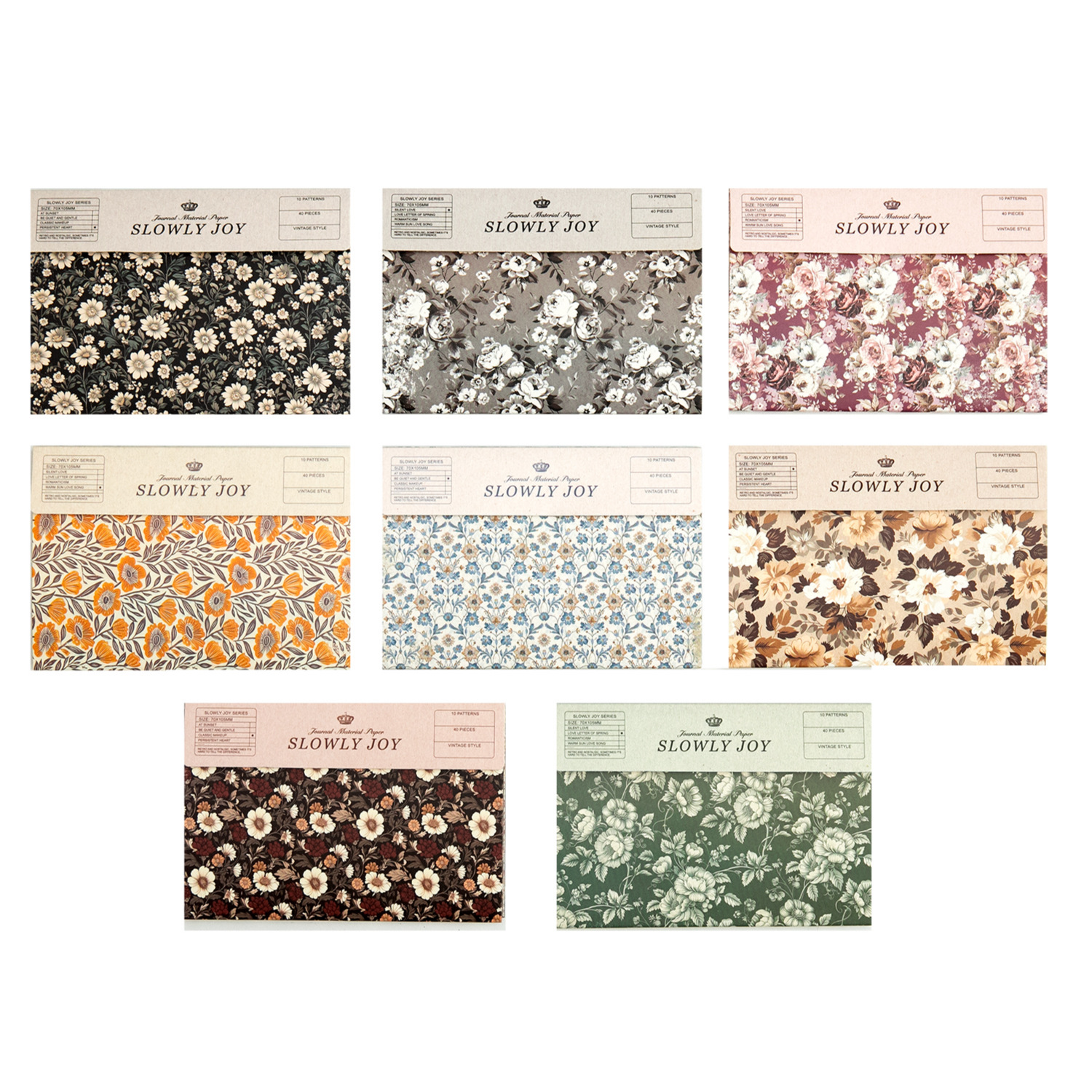 El papel de material retro ligero se regocija lentamente, el libro de material de decoración de collage de papel de contabilidad manual floral transfronterizo