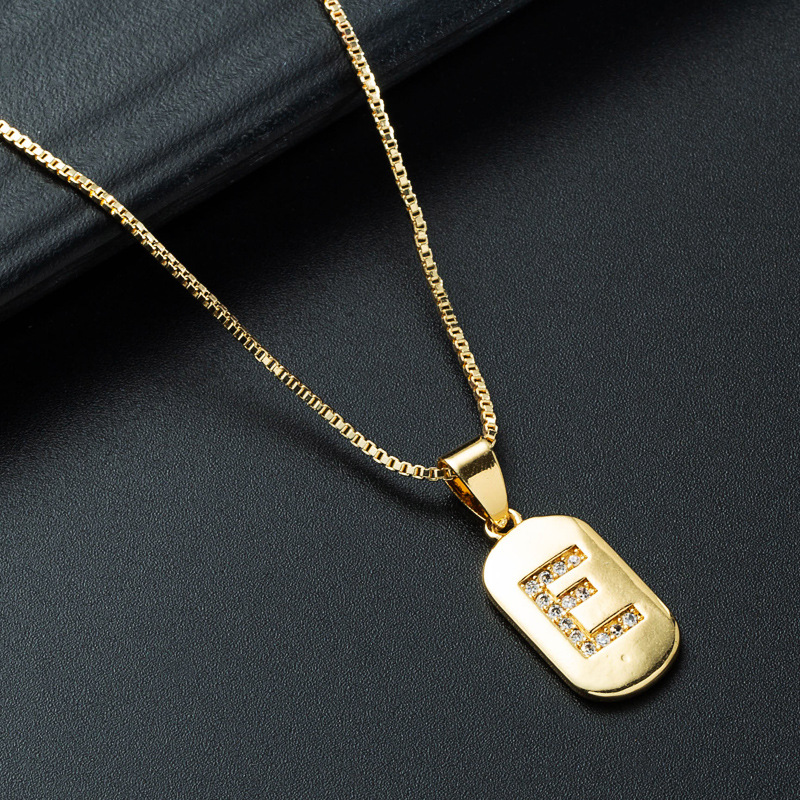Nihaojewelry wholesale jewelry simple alphabet pendant copper goldplated inlaid zircon necklacepicture28