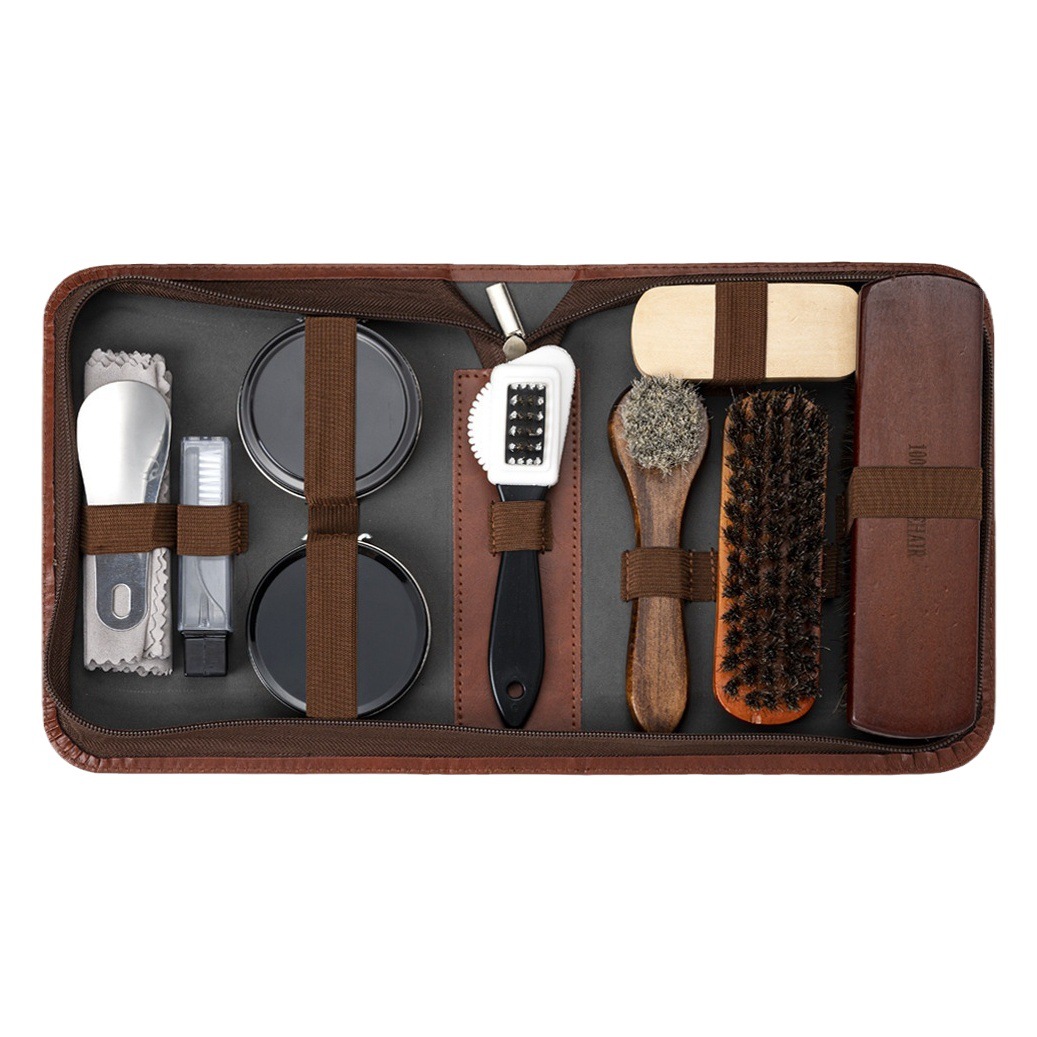 メーカー直販馬毛ブラシ靴油セット黒無色清潔保守油皮服看護靴磨きツール