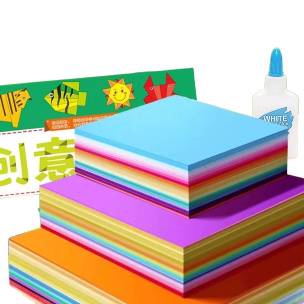 Papel de color para niños estudiantes de primaria cuadrado de papel hecho a4 cartón duro grueso jardín de infantes cortado de papel colorido grúa de papel origami