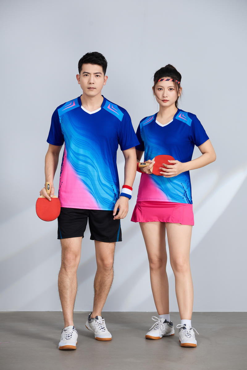 poliamonio rápido secado transpirable bádminton hombre niñas adultos el mismo cuello en V entrenamiento deportivo superior impresión personalizada