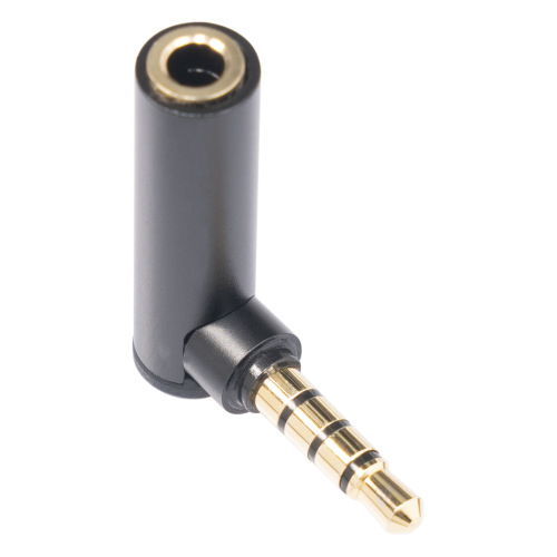 Aluminum alloy shell gold-plated plug 3.5mm male to female TRRS four-pole 90-degree mobile phone computer adapter