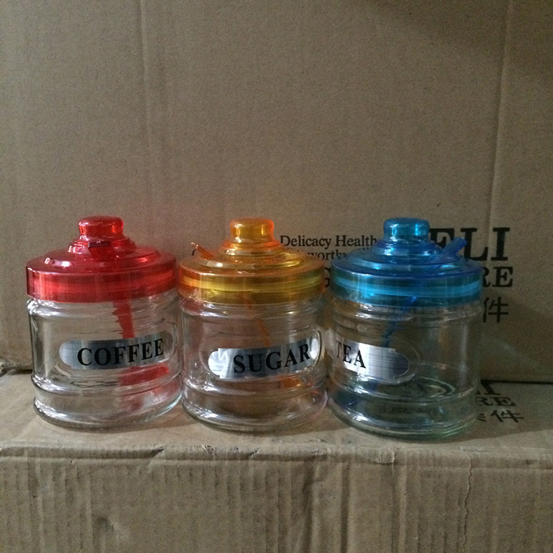 厂家供货 玻璃瓶 厨房 三色调味品瓶 储物罐 可定/做 有现货