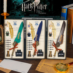 European feather pen set with ink, British retro dip pen wholesale metal bookmark student water pen