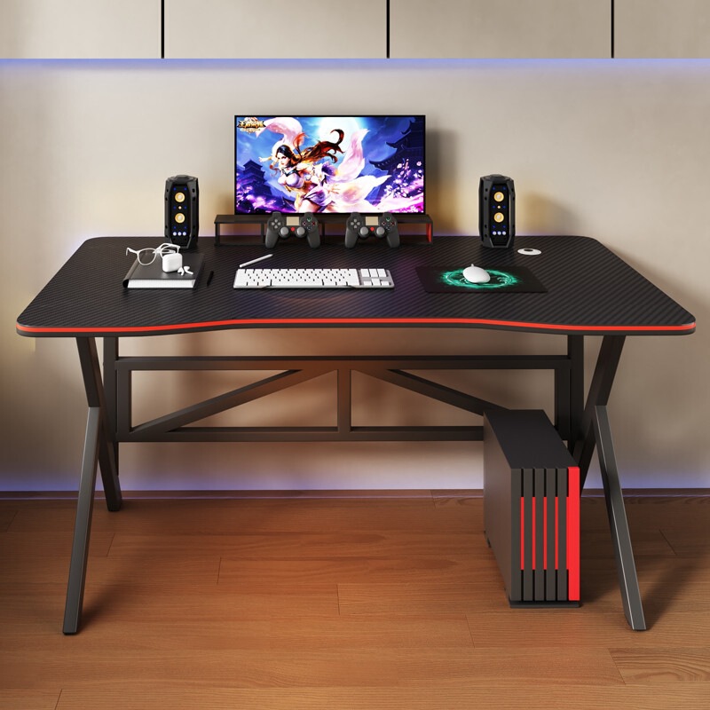 E-sports table, desktop home-use gaming table, computer desk and chair, office desk, simple e-sports table with carbon fiber texture E-sports table, desktop home-use gaming table, computer desk and chair, office desk, simple e-sports table with carbon fiber texture