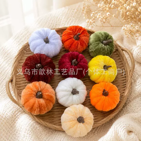 Halloween Autumn High-Quality Realistic Pumpkin Tabletop Decorations Foam Velvet Pumpkin Harvest Thanksgiving Christmas Decorations