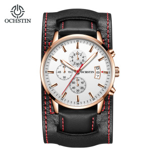 Foreign trade hot new leather wristband watch multifunctional sports quartz watch men's luminous waterproof watch wholesale