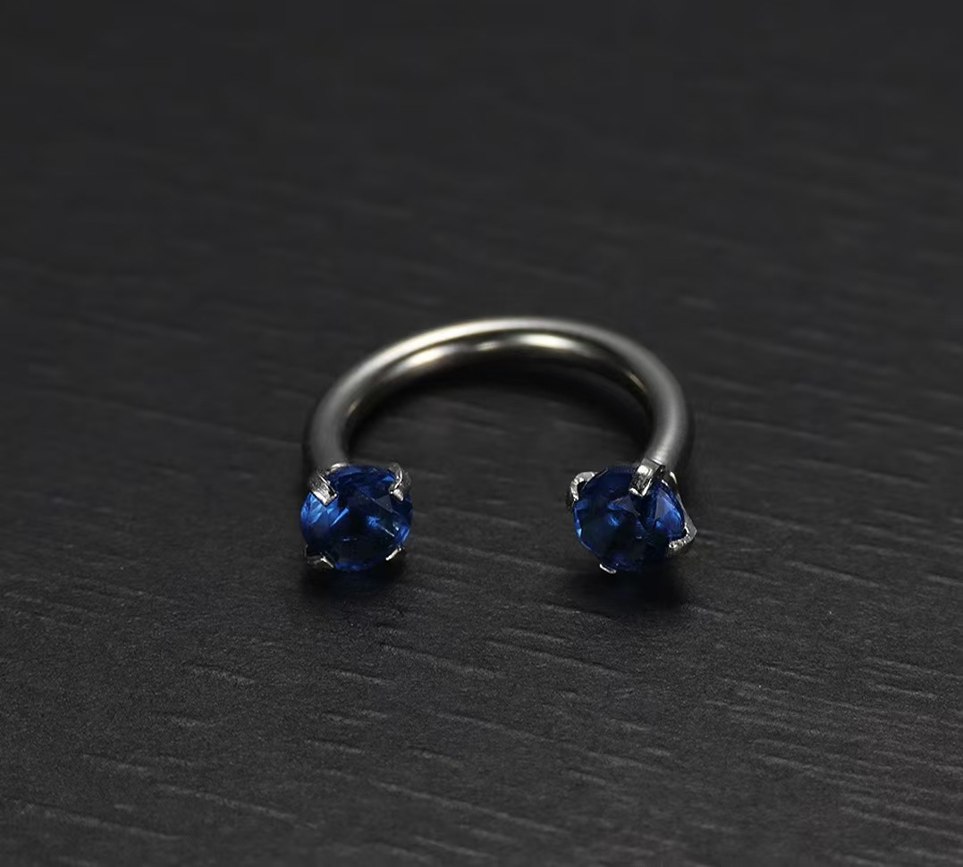 Cross-Border European And American C-Shaped Horseshoe Rod Zircon Ring Earrings Nose Stud Stainless Steel Piercing_voghion.com