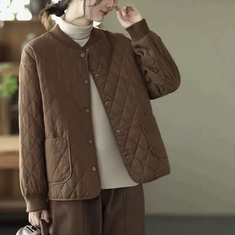 Корейский стиль, осенне-зимняя повседневная стеганая легкая хлопковая куртка, свободное новое теплое универсальное хлопковое пальто.