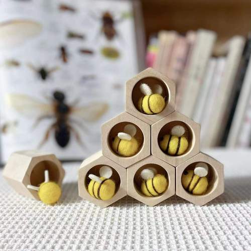 Australian Montessori Wooden Beehive Game Wooden Beehive Beehive Basswood Open Materials Educational Toy