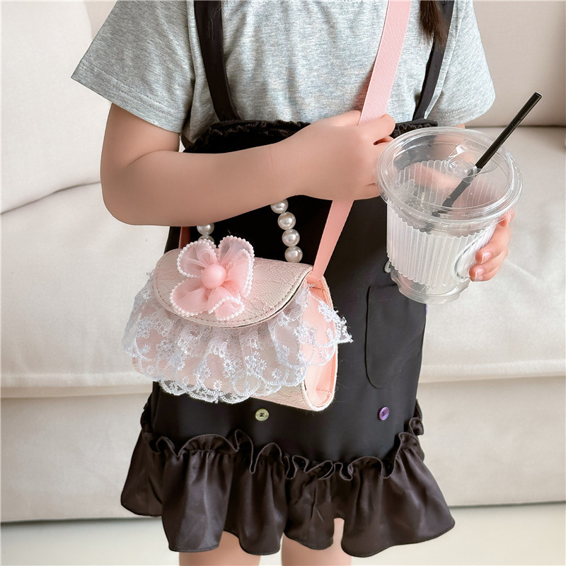 Bagos de princesa de perlas de moda, bolsos lindos para niños, mochilas de textura casuales, bolsos de cambio, accesorios