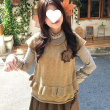初秋法式少女氛围感套装卷边马甲T恤花苞半身裙女早秋一整套