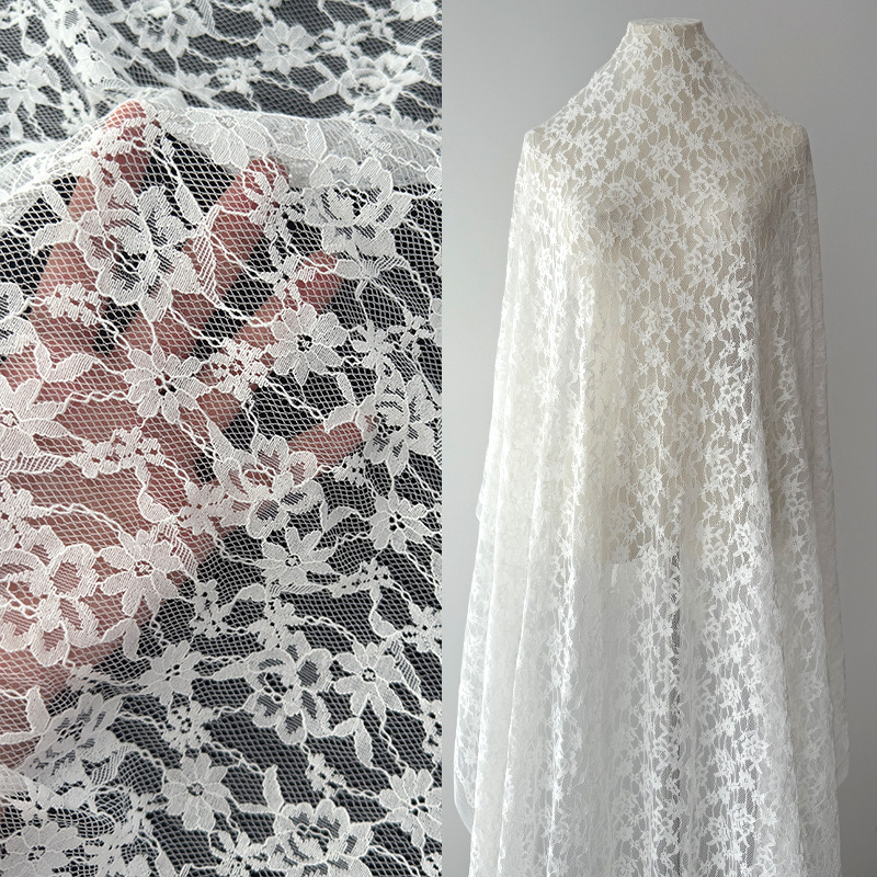Nuevo algodón de brocado sin balas telas de encaje de Chenille, telas de encaje de flores pequeñas, telas de vestido de vestido