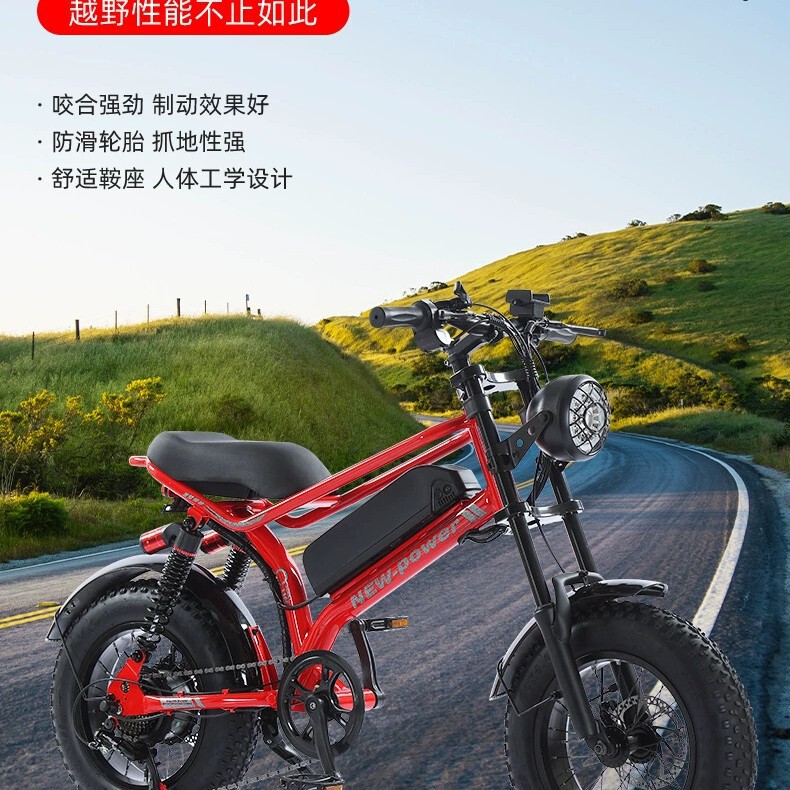 Foreign Trade 16inch Mountain Variable-Speed Electric Assist Bike for Men and Women, Fat Tire Snow Bike, Super73 Electric Bicycle