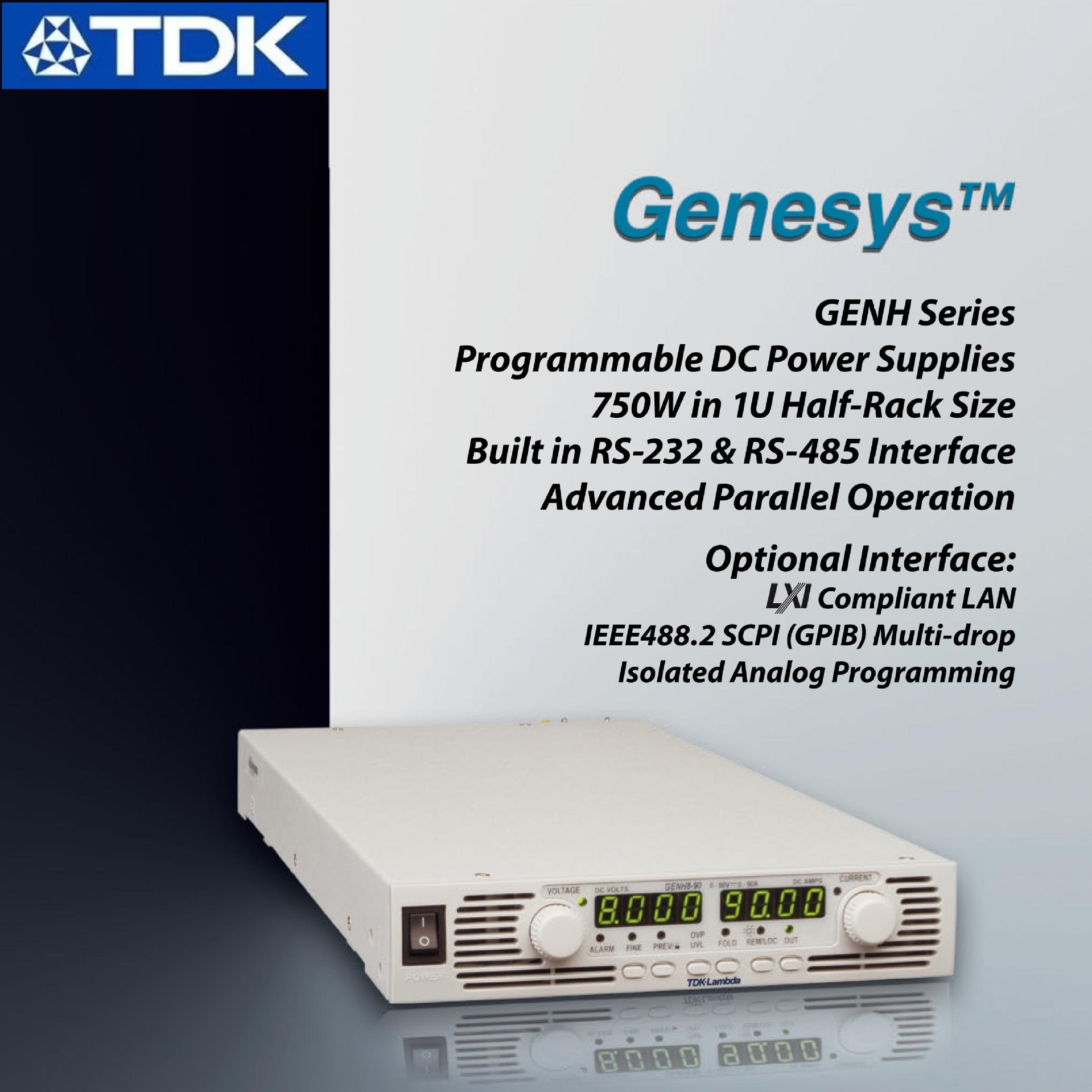 TDK-GENH-6-100/20-38/150-5可编程直流电源Genesys系列750W