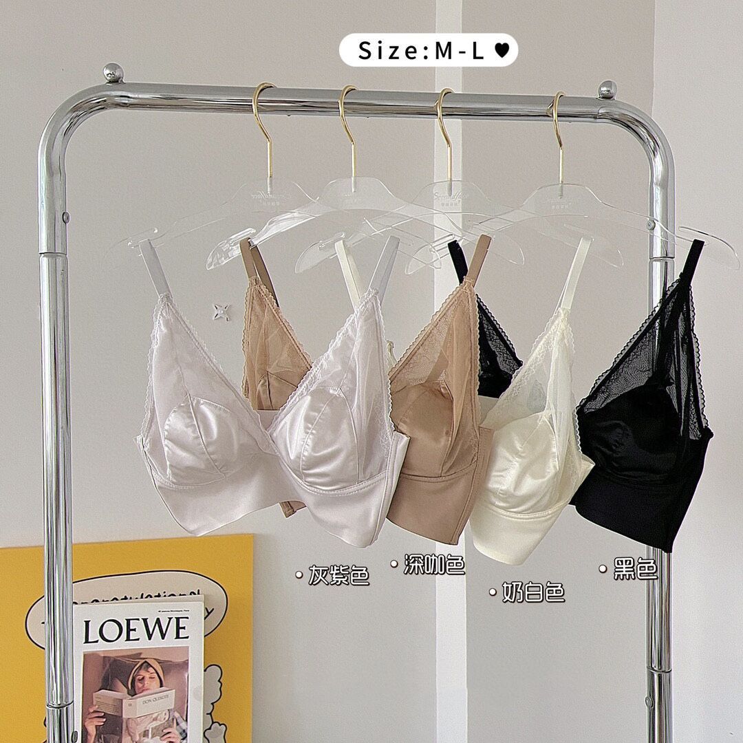 2315 lace satin splicing thin and beautiful back lingerie rabbit ear crystal cup big breasts make it small breathable and skin-friendly and wrap the breasts