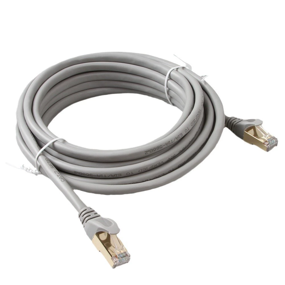 Кабель Ethernet 10G Cat7 с двойной экранировкой и многожильным медным Медным проводником без кислорода, серый, сетевой кабель 10G длиной 1 2 3 5 10 20 м