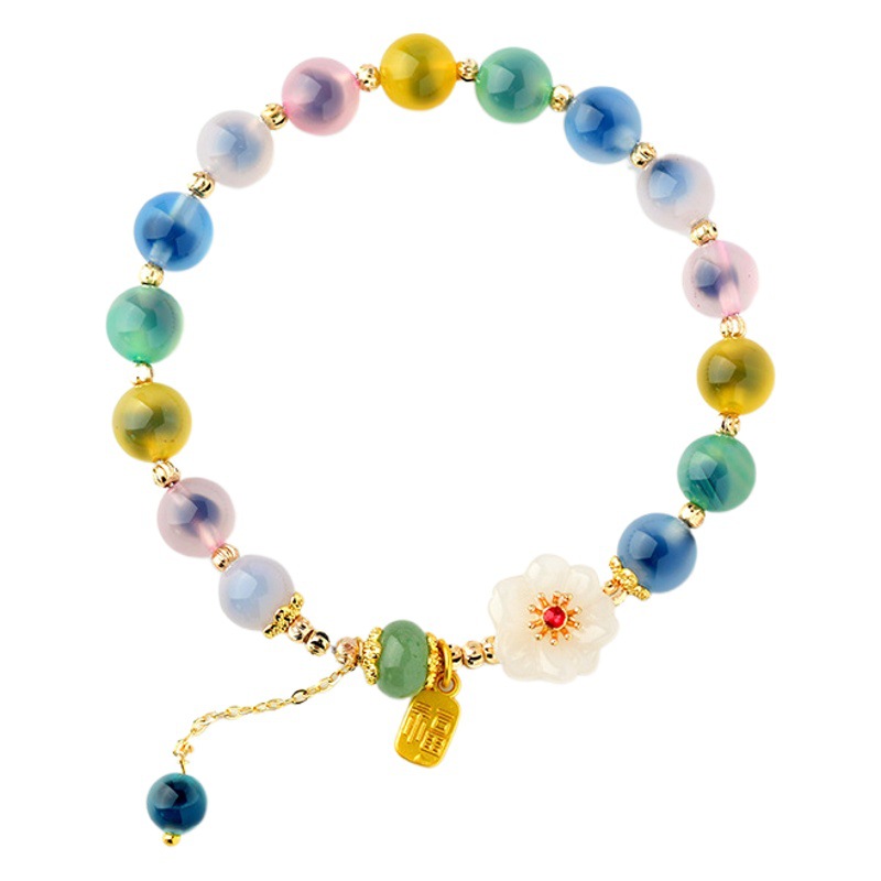 Venta al por mayor Duobao azúcar corazón ágata pulsera calcedonia blanca flor original nueva moda fresca joyería de la pulsera de las mujeres