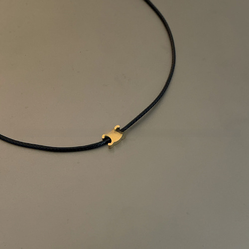 Minimalist Versatile Leather Titanium Steel Double C Letter Pendant Necklace for Women, Unique Design Retro Personality Choker Collar Necklace