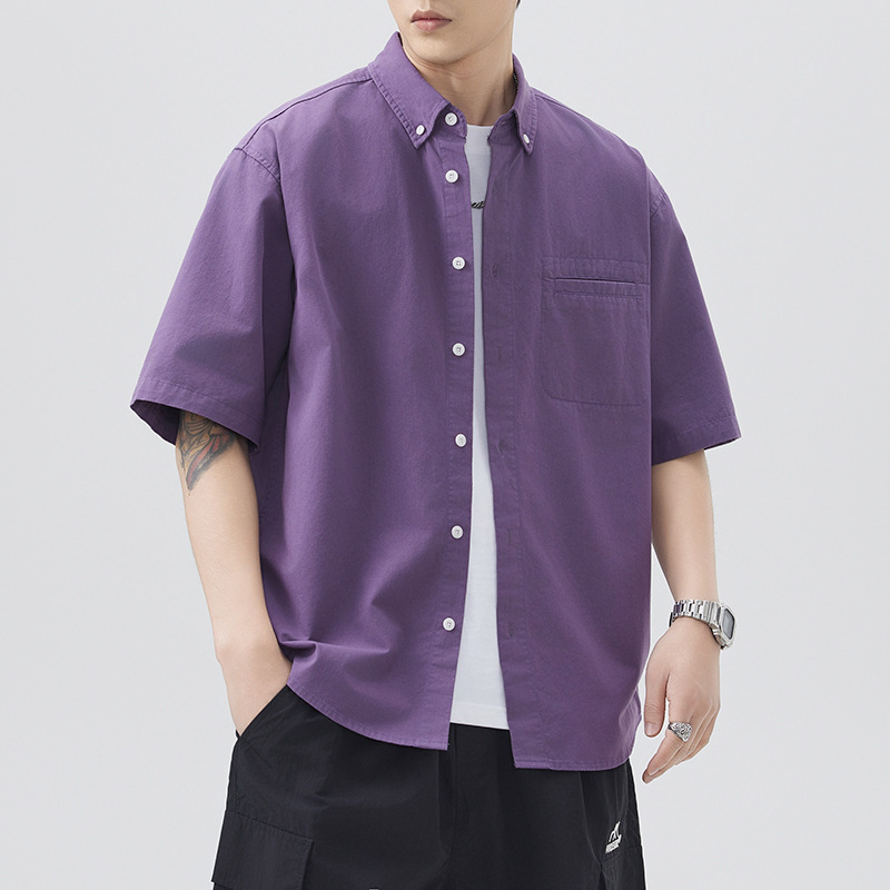Danbaoni | 2026 Pure Cotton T-Shirt American Style Trendy Brand Short-Sleeve Shirt for Men Japanese Retro Simple Versatile Mid-Sleeve Shirt