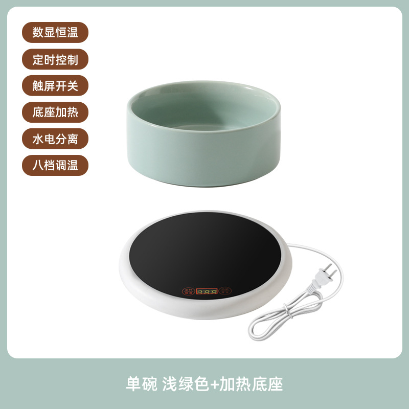 Tazón de agua de cerámica para perros y gatos, recipiente de calentamiento de aislamiento térmico para alimentación de gatos, recipiente de agua de invierno para bebidas