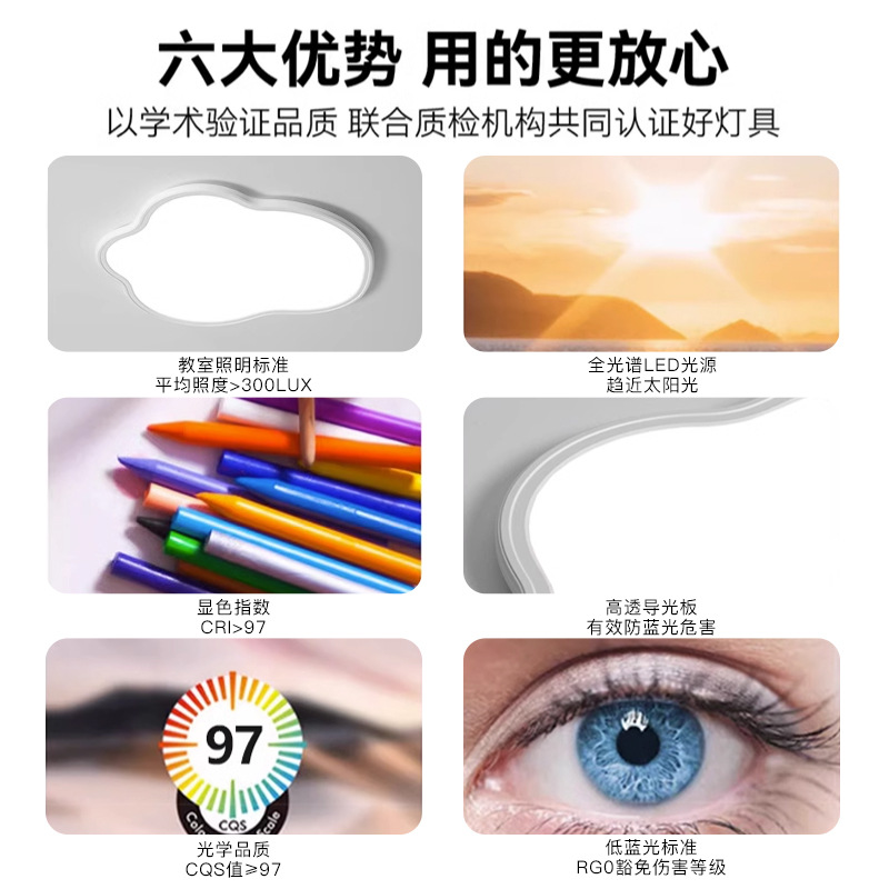 主寝室天井灯超薄型シンプル書斎全スペクトル保護眼灯具ロマンチックな女の子の子供の部屋雲灯