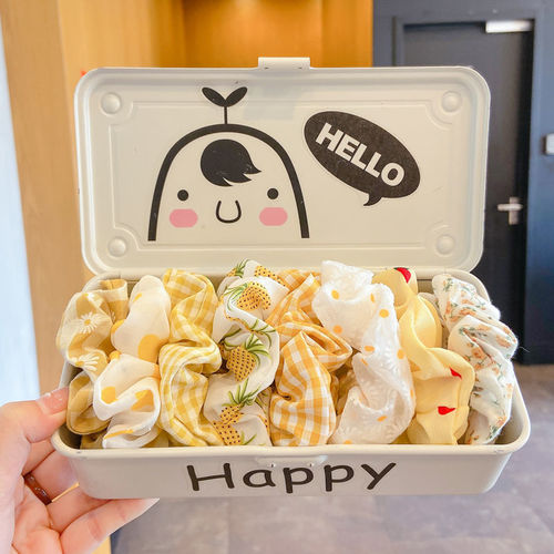 BM Internet celebrity French large intestine hair tie fresh plaid retro simple Korean version versatile fabric hair rope fat intestine head rope for women