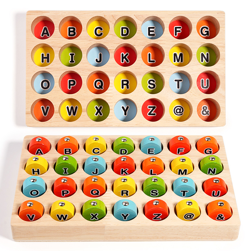 Niños Montessori Educación temprana Juguetes educativos de pesca Niños 1-2-3 años Semi-magnético Juego de captura de insectos para bebés Madera