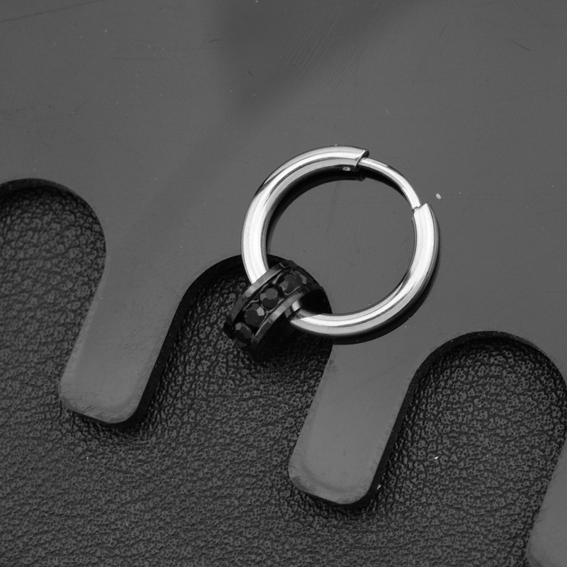 Earrings New Men's Black Diamond Pendant Versatile High-end Anti-allergy Design Personalized Jewelry Women's Accessories_voghion.com