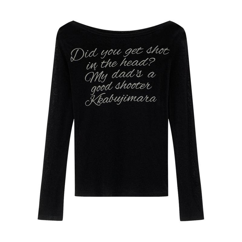 Real Shot of Hot-Selling Lyocell Tencel Wool Thin Semi-Transparent Sun Protection Cover-Up Long-Sleeve T-Shirt for Women, New Letter Print Top