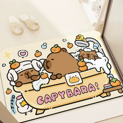 Avtomobil döşəmə paspasları – Mat Bathroom Absorbent Quick-Drying Foot - yellow-background-card-leather-4060cm-diatom-mud-floor-mat