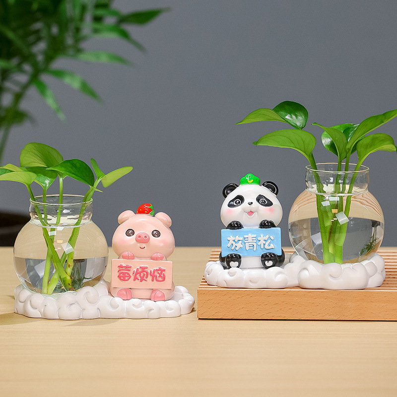 Hydroponic Ornaments, Don’T Be Angry, Office Chinese-Style Home Desktop Decoration, Green Plant Vase, Indoor High-End Small Ornaments