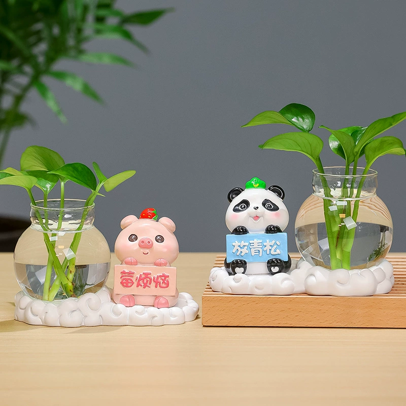 Гидропонные украшения, не сердитесь, на это не нужно сердиться, декор для дома в китайском стиле, украшения для рабочего стола, зеленые растения, вазы, высококачественные миниатюрные украшения для интерьера