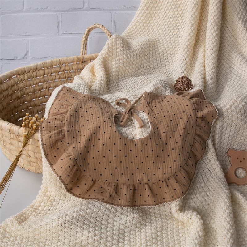 360 grados para aumentar la pequeña toalla de saliva de flores, collar falso, bata, gaza de algodón, tipo A, delantal de encaje para bebés