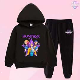 KPop恶魔猎人印花儿童服装Y2K卫衣+裤子运动套装韩式厂家直销批发