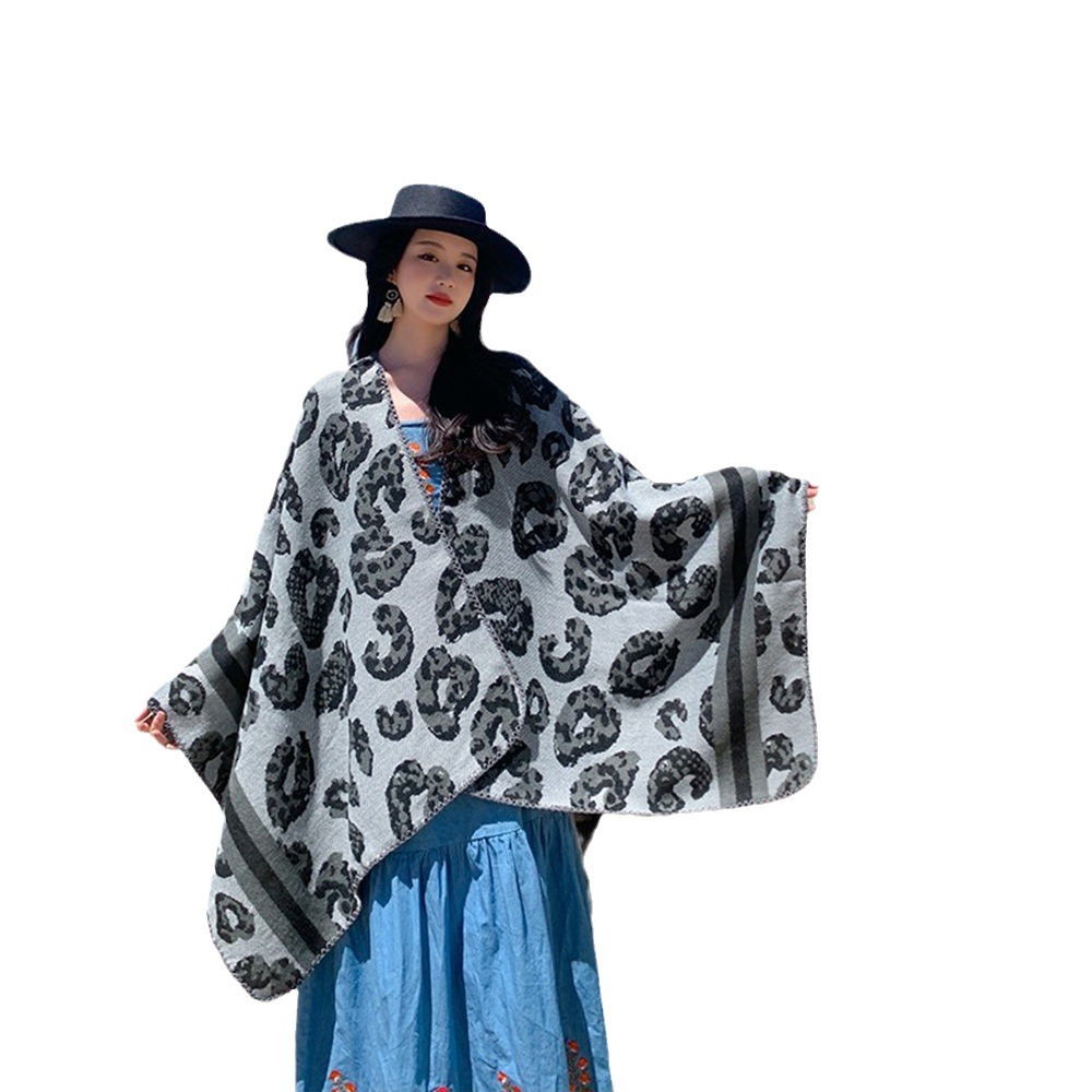 Leopardo caliente protector solar chal desierto fotos de estilo nacional retro tibetano turismo vestido con capa