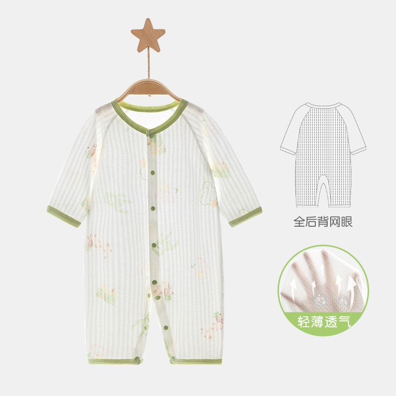 Unisomas de verano de aire acondicionado para hombres y mujeres de mangas largas para bebés con ropa de verano para niños pequeños delgada y transpirable ropa recién nacida image 9