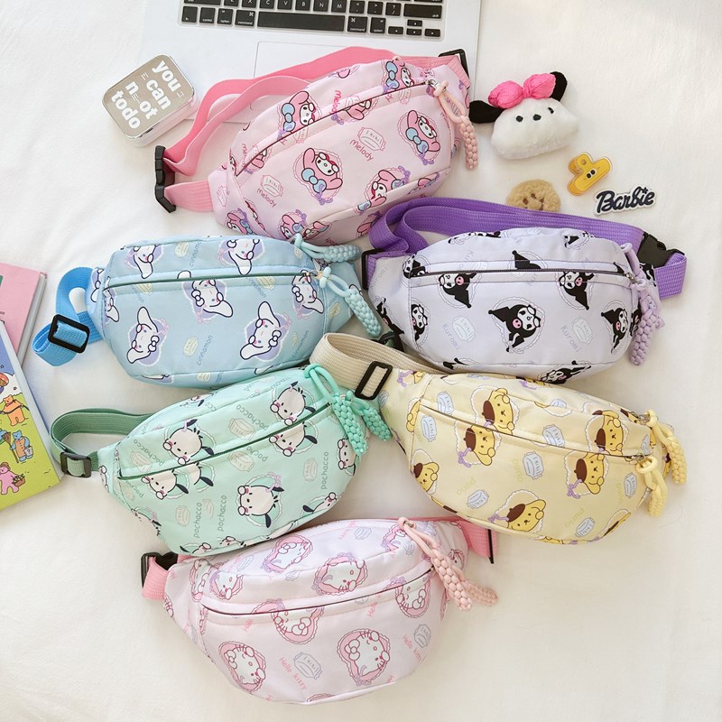 兒童斜挎包可愛公主小腰包洋氣潮萌卡通玩偶配飾包男女童單肩胸包