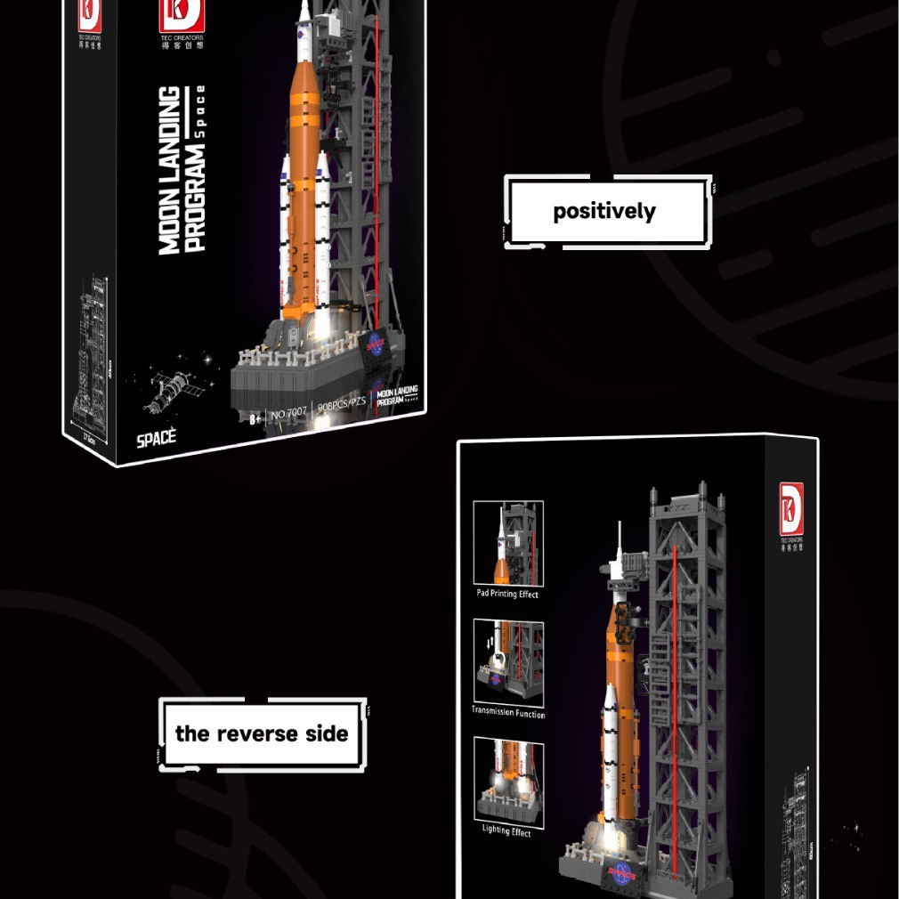 Deke Chuangxiang Aerospace 7007, Juguete de Ensamblaje de Bloques de Construcción de Partículas Pequeñas, Sistema de Lanzamiento Espacial, Plan de Aterrizaje Lunar
