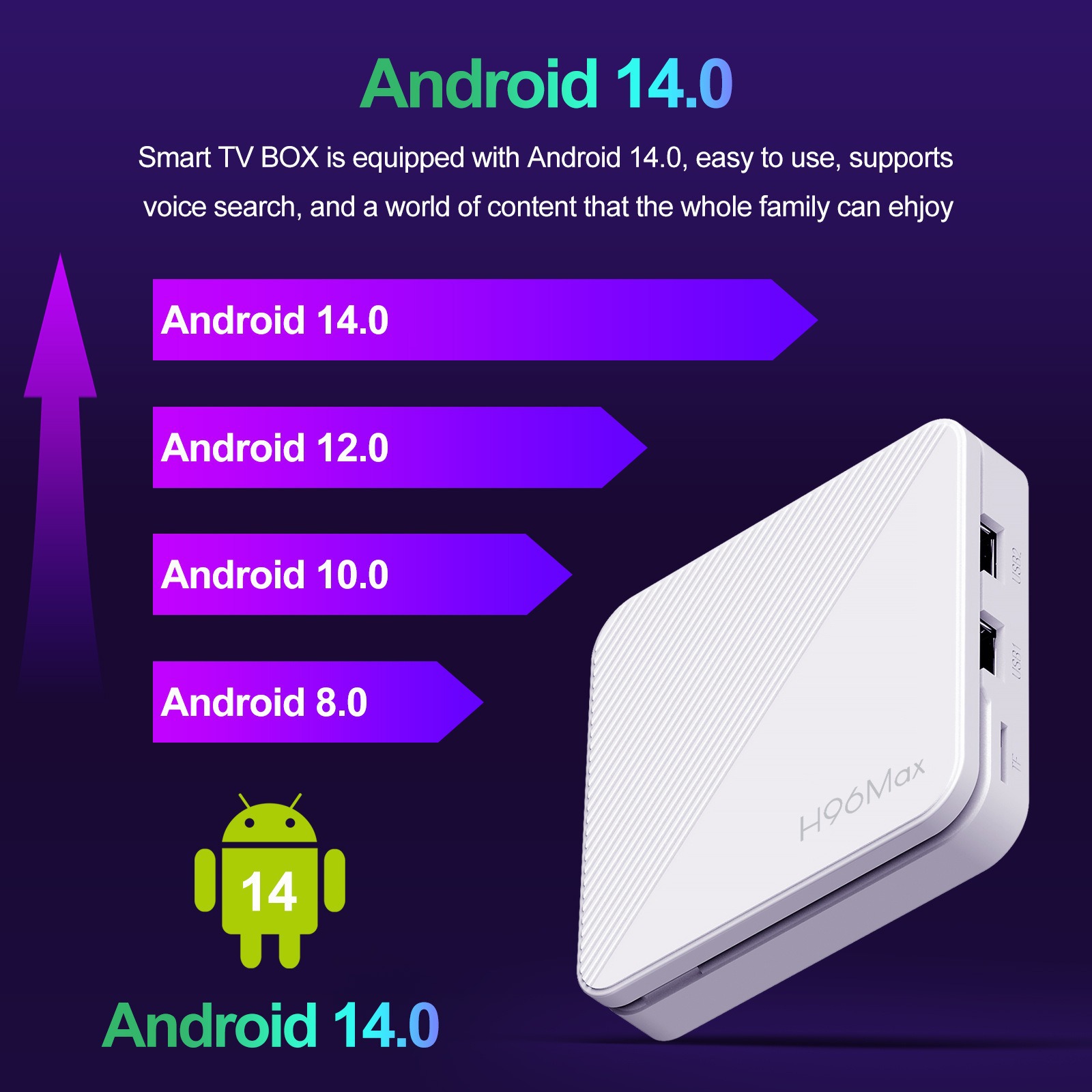 Nuevo producto H96MAX H313 decodificador Android 14 5g wifi6 caja de televisión 4K HD caja de televisión transfronteriza