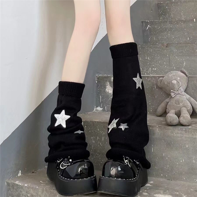 星星针织堆堆袜小腿袜白色腿套亚文化袜套辣妹显瘦ins风美腿袜套|undefined