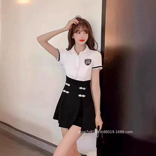 夏季职业套装足浴技师工作服气质按摩会所美容师连衣裙短裤两件套