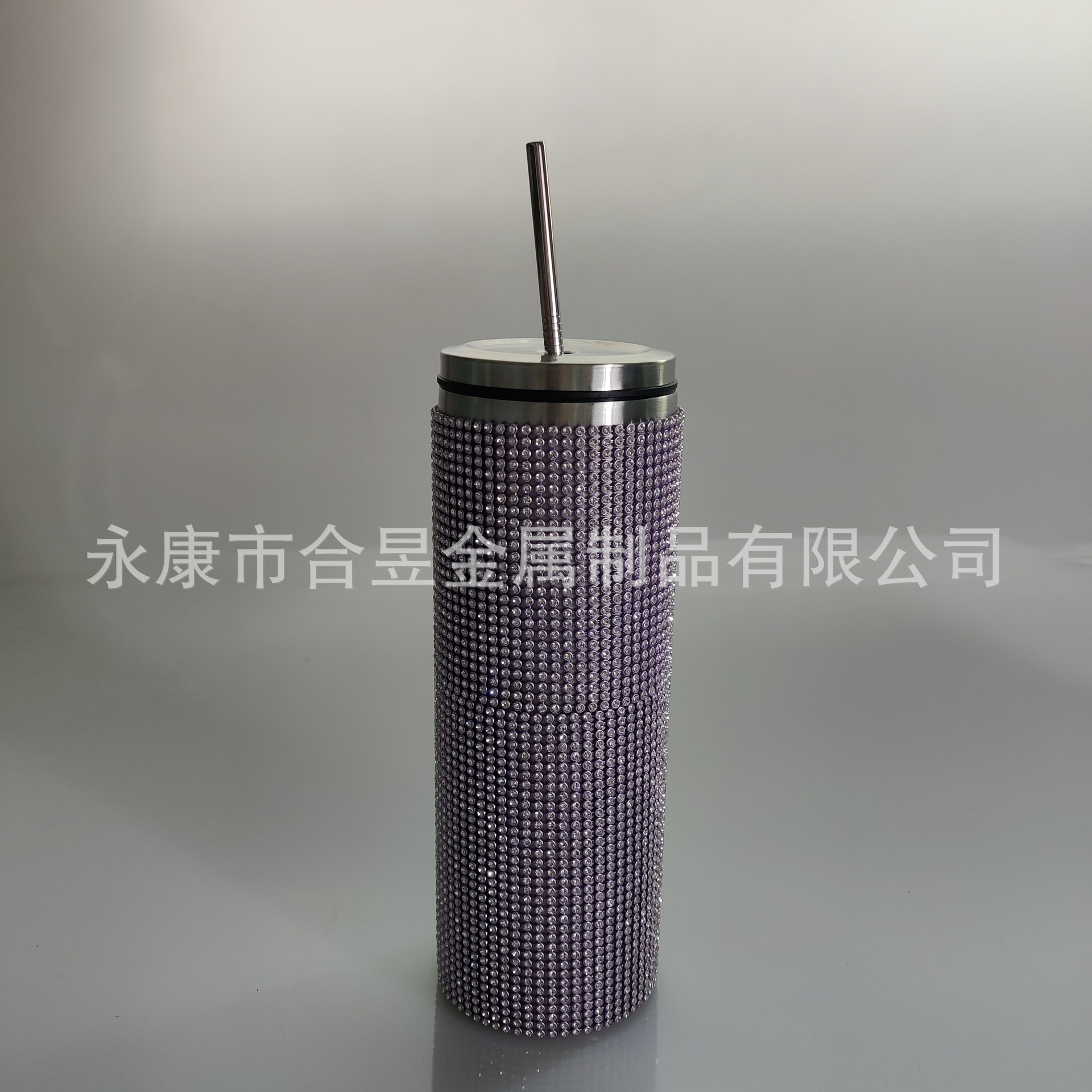 20oz Comercio exterior moda nuevo diamante paja 304 Acero inoxidable recta taza de vacío completo diamante taza de café