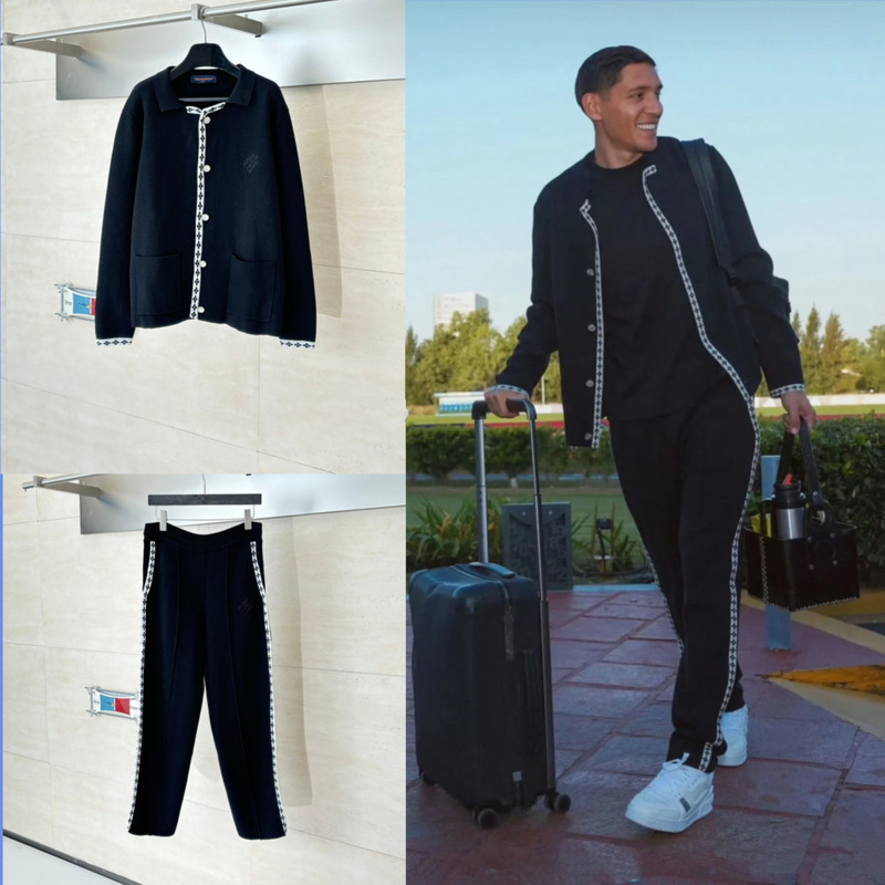 Correct Version of 25Ss New Donkey Home Style Contrasting Floral Knitted Cardigan Jacket Casual Pants Men's and Women's Suits