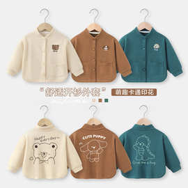 秋冬婴儿衣服棒球服宝宝外套卡通印花春装春秋儿童小童上衣保暖款