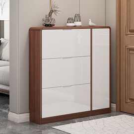 鞋柜超薄入户门口落地窄翻斗简约收纳白色圆角大容量家用烤漆鞋柜