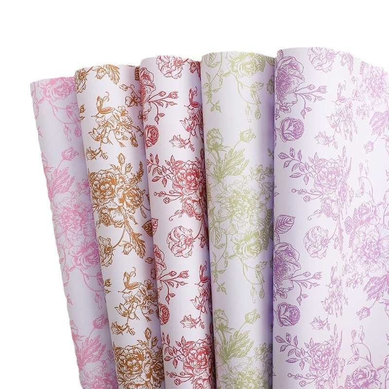 七夕バレンタインデー レトロな花柄アート紙 クラフト紙 印刷花包装紙 花包装紙卸売 ギフト包装紙|undefined