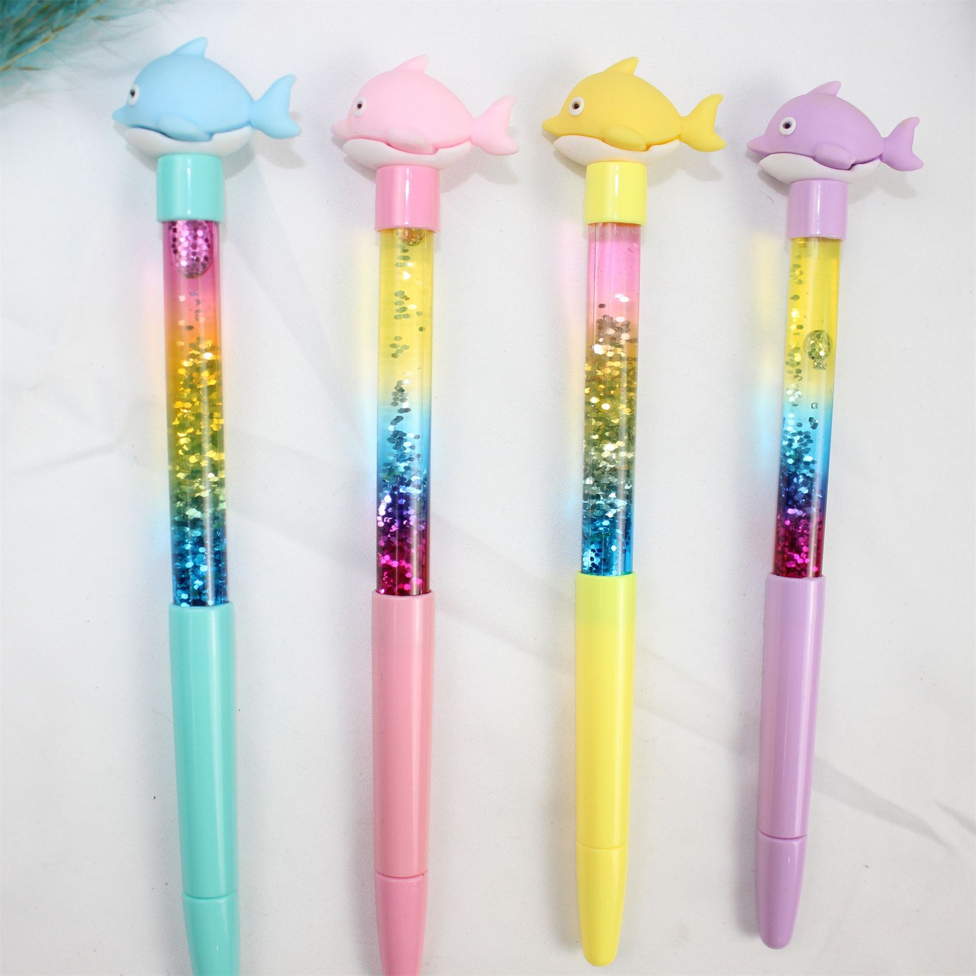 胖胖的可爱海豚少女心ins风中性水笔抖音同款仙女棒流沙签字笔