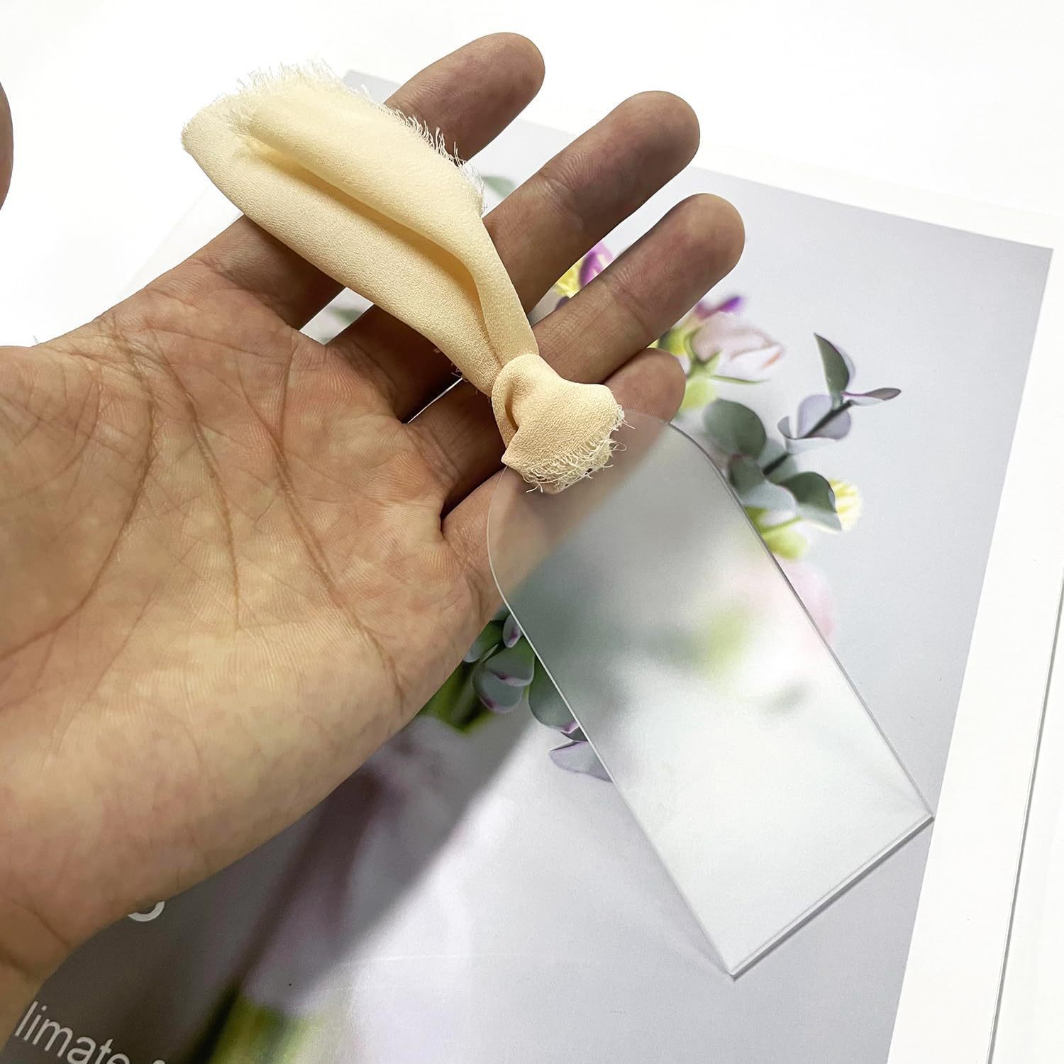 新款空白亚克力拱形带丝带婚礼座位标签派对名片预留标志书签书牌