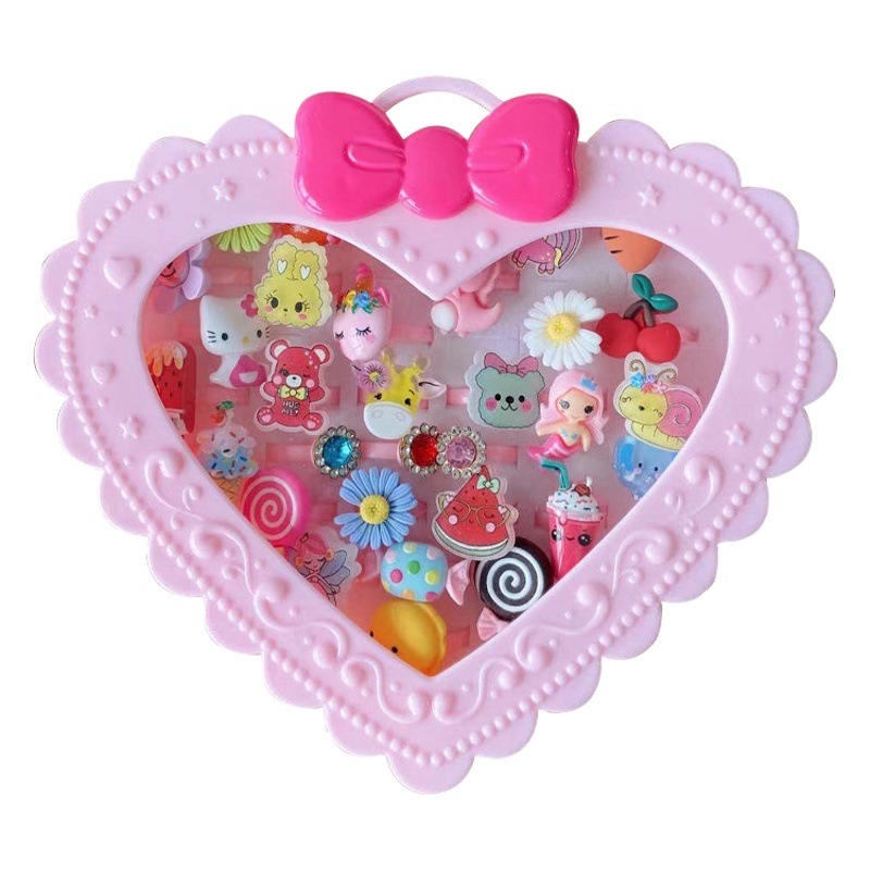 Anillo DE LOS NIÑOS lindo anillo de resina de dibujos animados en caja niña joyería juguete pequeño regalo al por mayor joyería del anillo